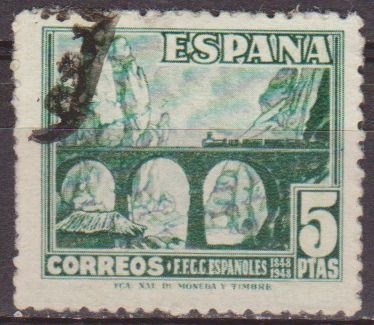 z vendido ESPAÑA 1948 1038 Sello Centenario del Ferrocarril Desfiladero de Pancorbo Usado Espana Spain Espagne Spagna Spanje Spanien 